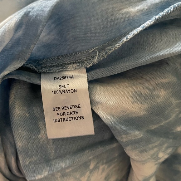 Aakaa|Strapless Blush Pink & Blue Tie Dye Maxi Dress with Deep Slit, Size M••• - Picture 12 of 16